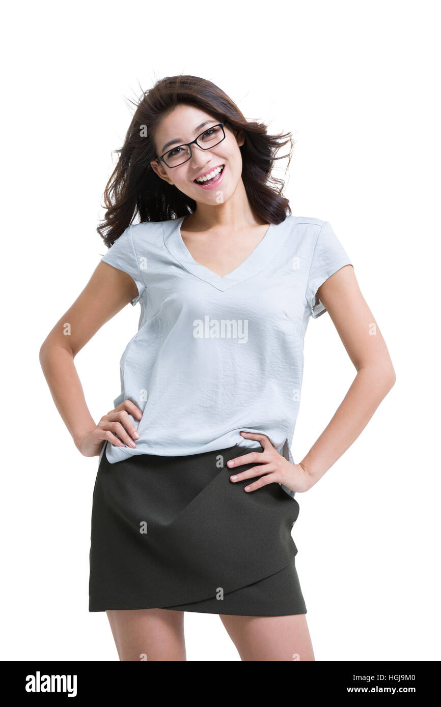 Portrait of happy young woman Stock Photo - Alamy