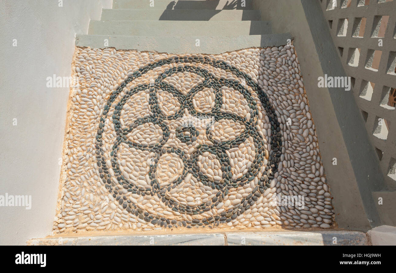 Hoklakia mosaic floor at the monastry of Roukouniotis on the island of symi Stock Photo