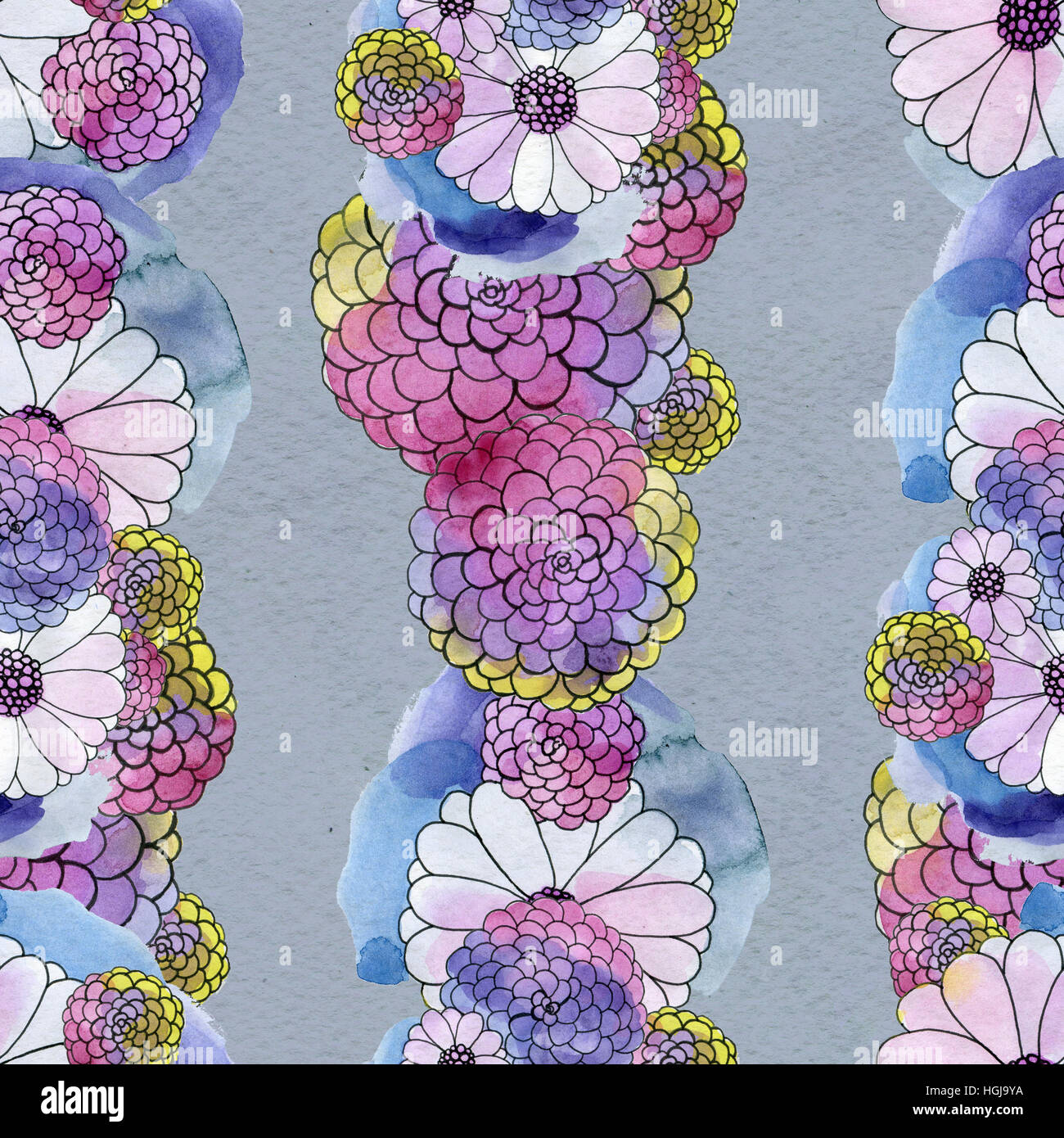 Seamless floral pattern with asters and daisy flowers Stock Photo - Alamy