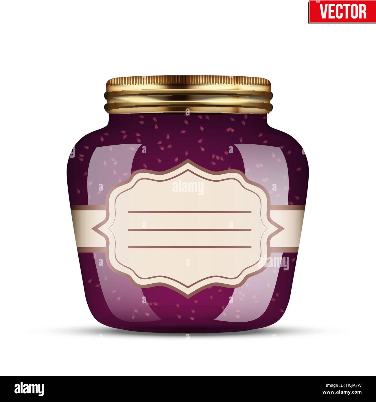 Glass Jar with raspberries jam Stock Vector Image & Art Alamy