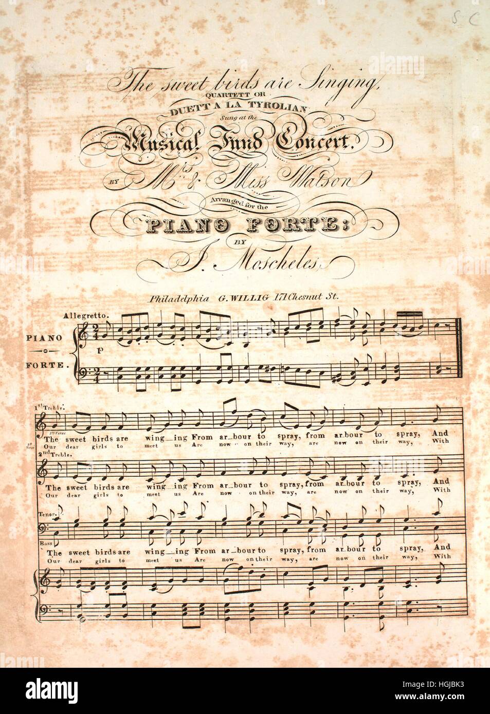 Sheet Music Cover Image Of The Song The Sweet Birds Are Singing Quartett Or Duett A La Tyrolian With Original Authorship Notes Reading Arranged For The Piano Forte By J Moscheles United Sheet Music Cover Image Of The Song The Sweet Birds Are Singing Quartett Or Duett A La Tyrolian With Original Authorship Notes Reading Arranged For The Piano Forte By J Moscheles United
