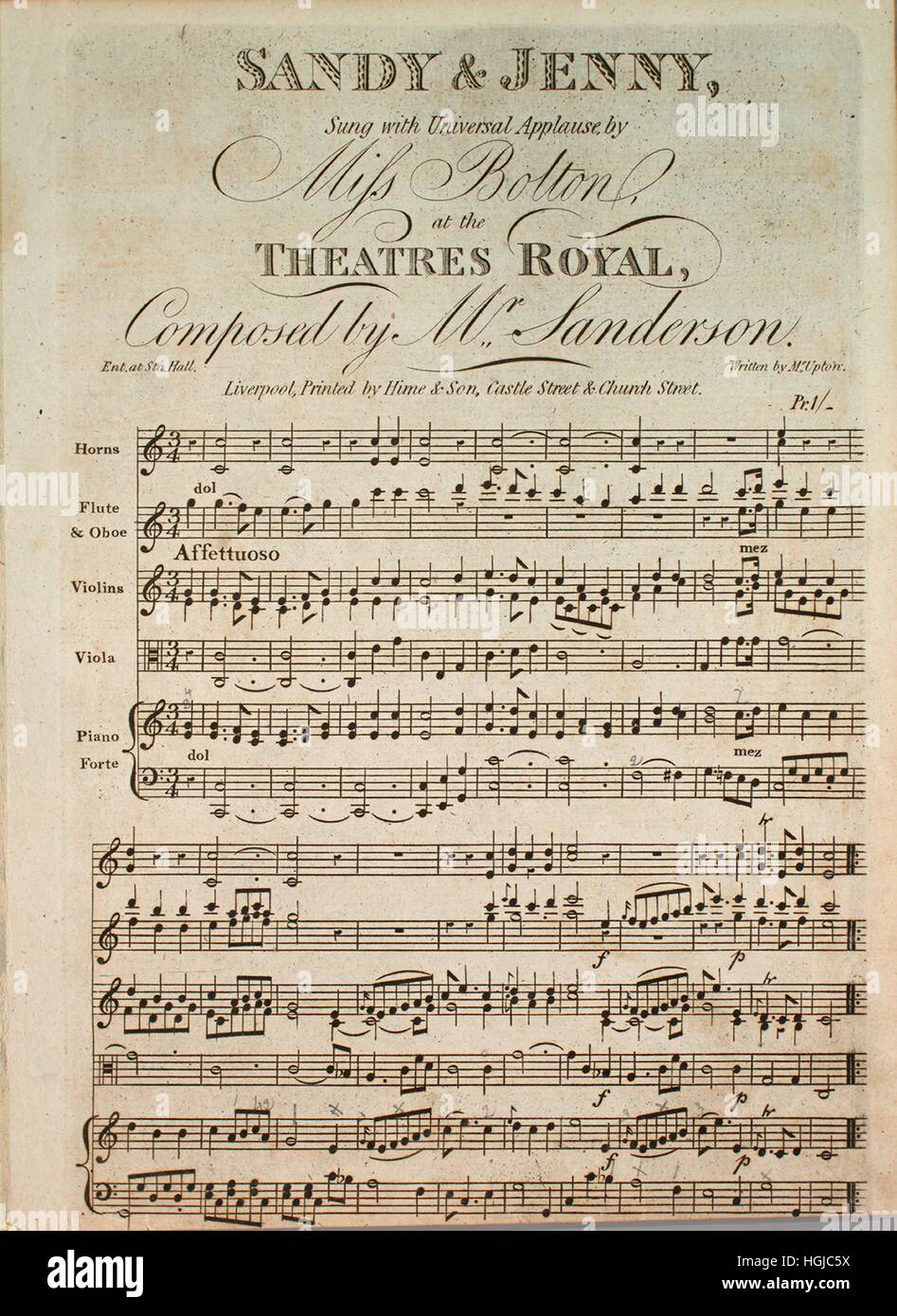 Sheet music cover image of the song 'Sandy and Jenny', with original ...