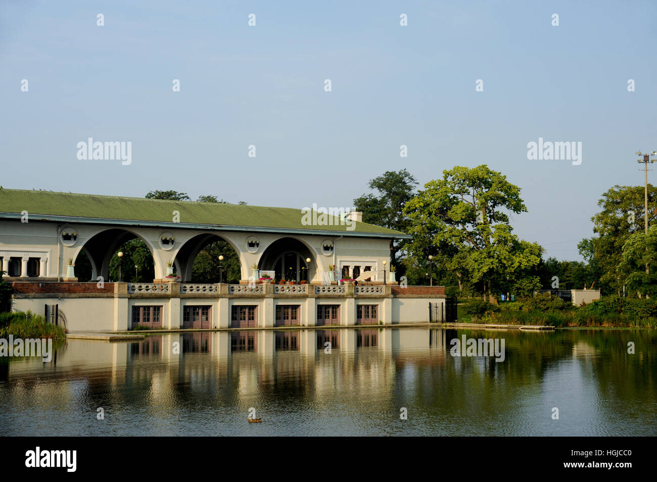 Humboldt boathouse in Humboldt Park, Chicago, Illinois Stock Photo Alamy