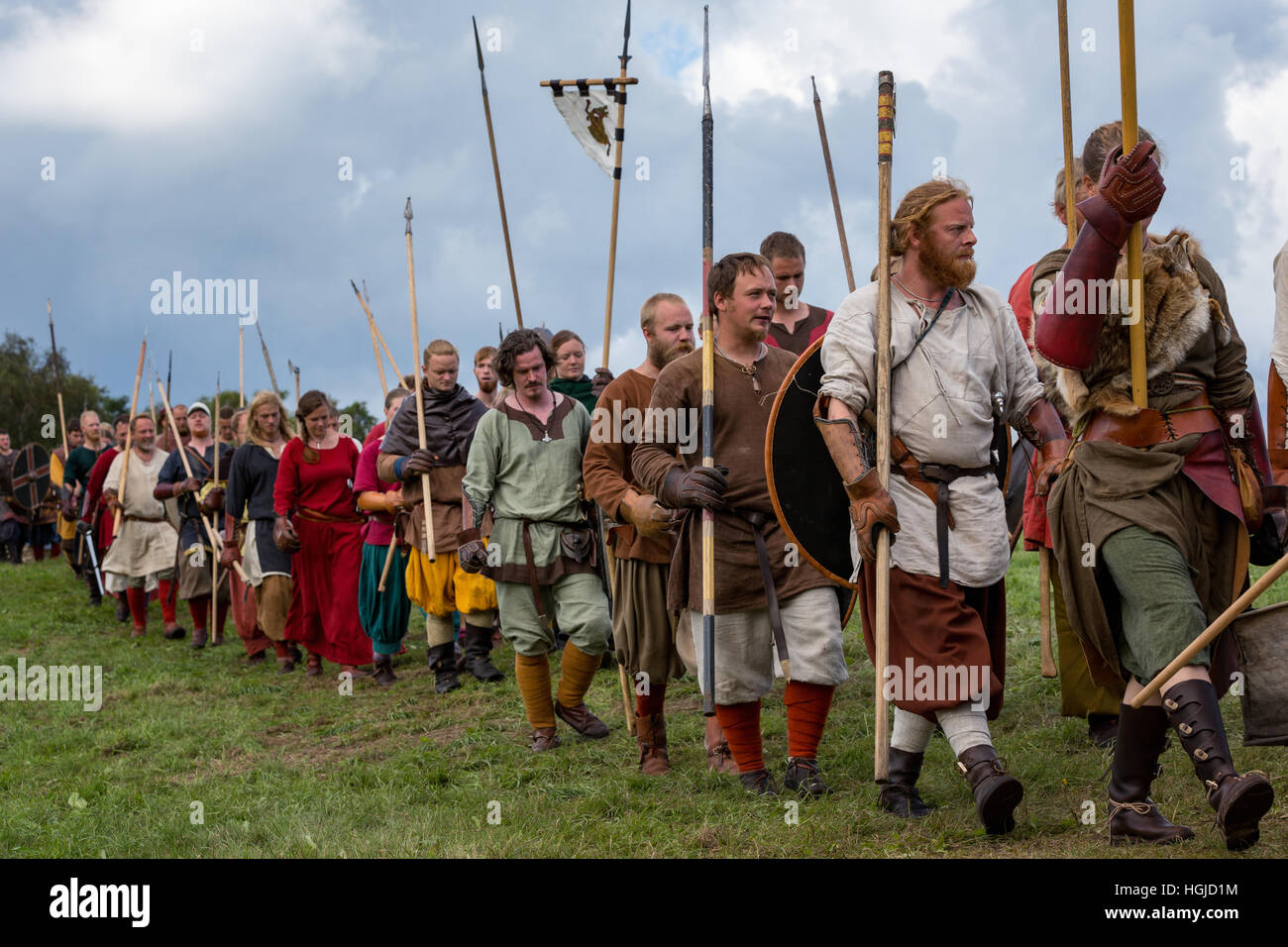 Battle reenactment at the worlds biggest Viking moot, Moesgaard, Århus