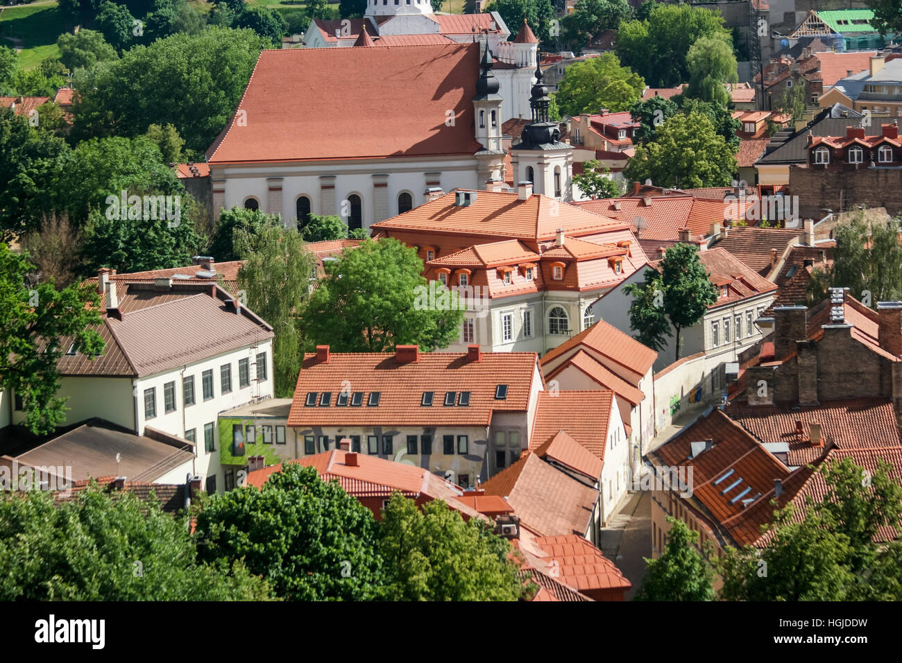 Town buildings and trees. Stock Photo