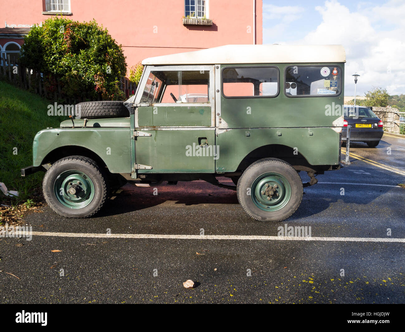 vintage Land Rover Stock Photo