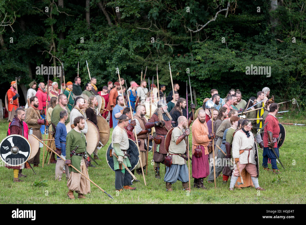 Battle reenactment at the worlds biggest Viking moot, Moesgaard, Århus