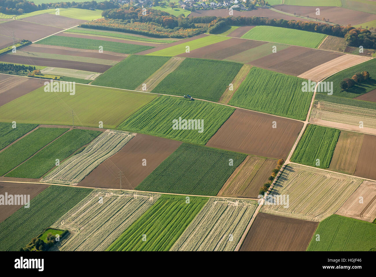 Aerial view, coal fields, agrobusiness, field patterns, Übach-Palenberg, Kreis Heinsberg, North Rhine-Westphalia, Germany,Europe Stock Photo