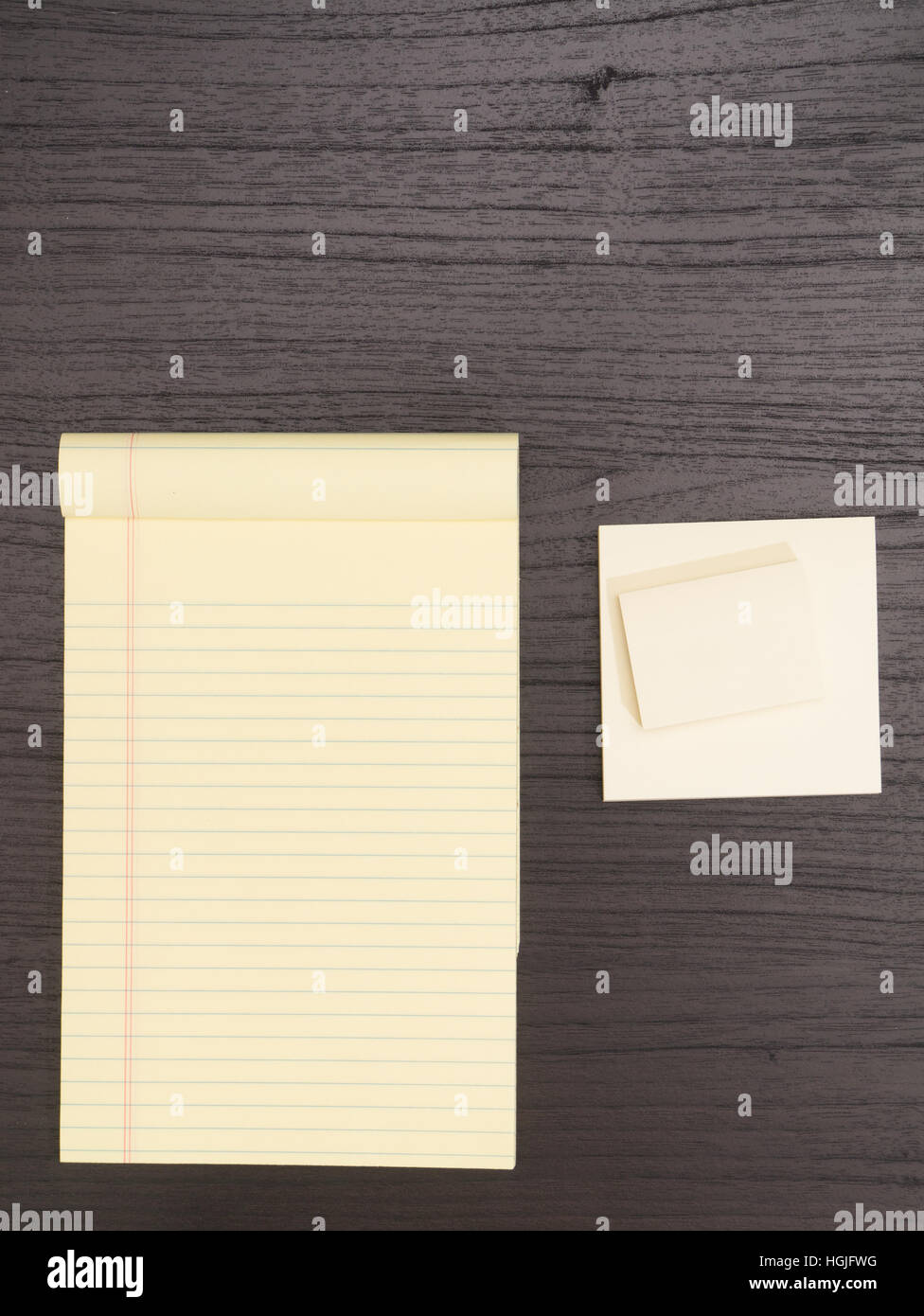Desktop, Notepad,  Sticky Notes on Desk Stock Photo