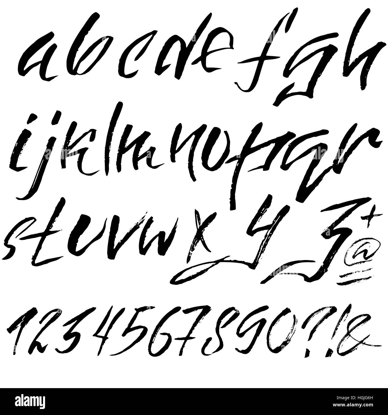 Hand drawn font made by dry brush strokes. Grunge style alphabet Stock ...