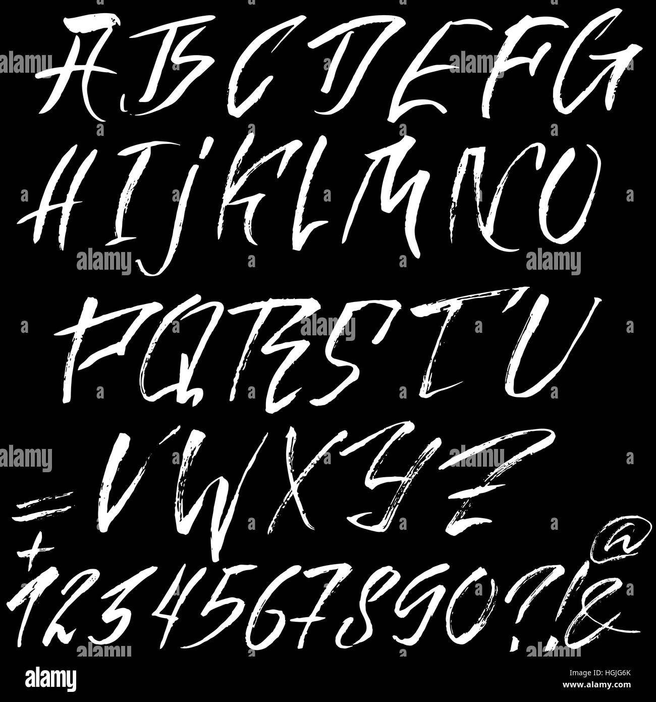 Hand drawn font made by dry brush strokes. Grunge style alphabet Stock ...