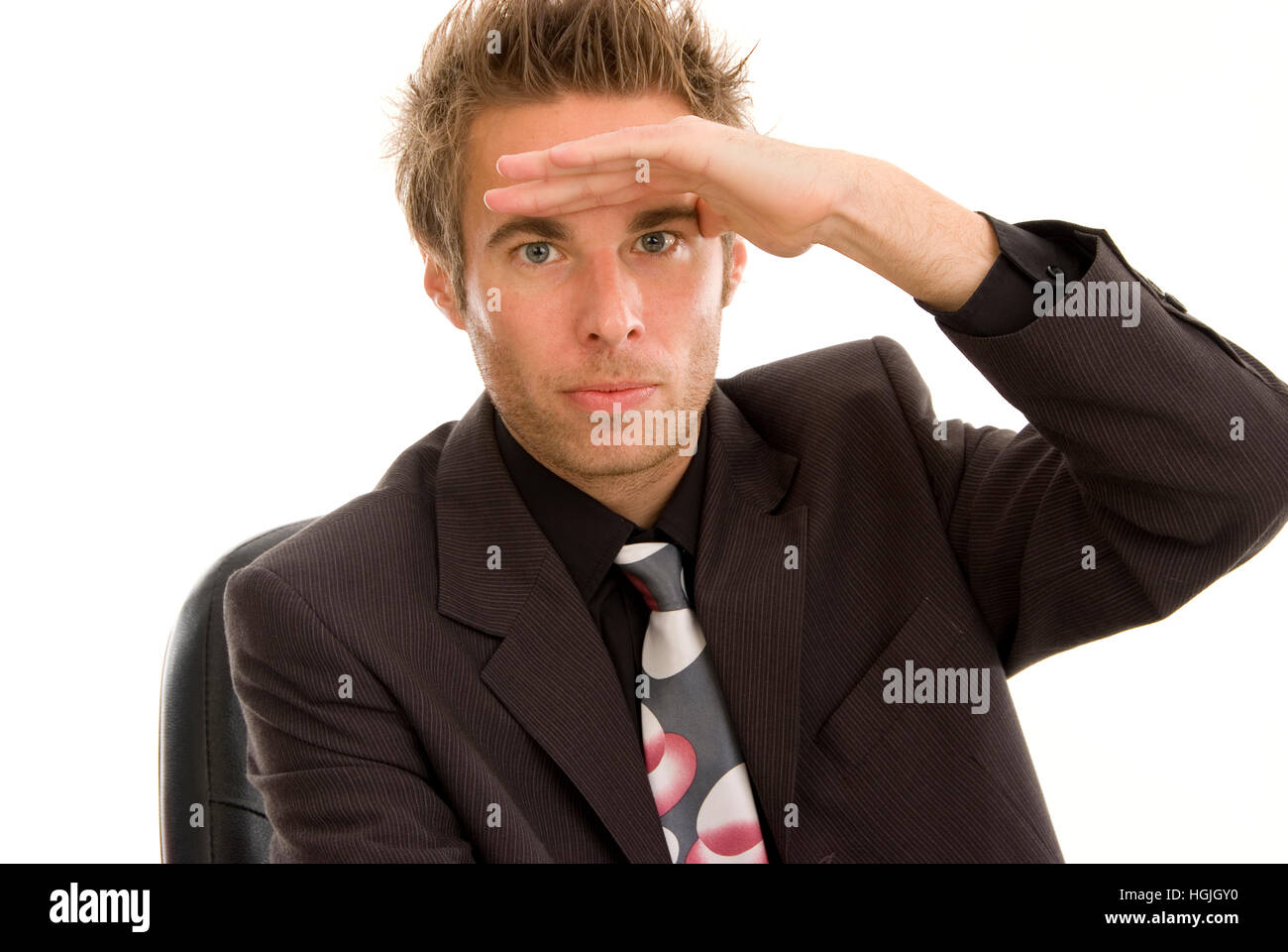 Far-sighted businessman Stock Photo