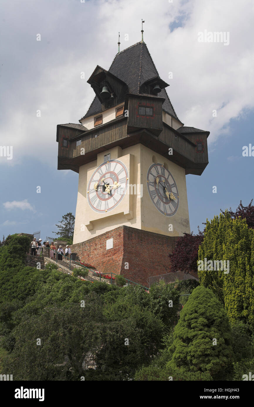 Uhrturm (Clock tower) in Graz, Styria, Austria Stock Photo