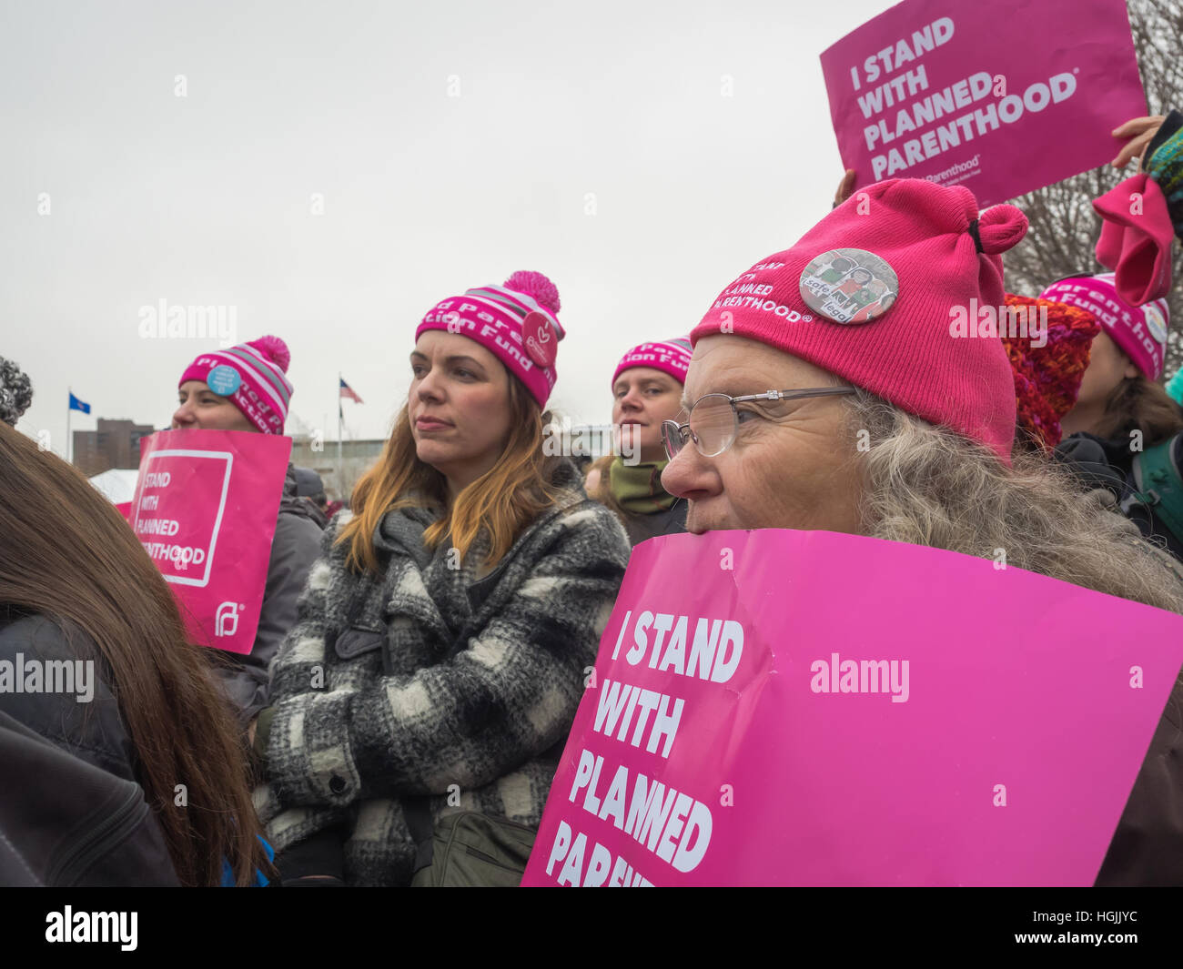 Saint Paul, Minnesota, USA. 21st January, 2017.  Supporters of Planned Parenthood gather at the Women's March St Paul, Minnesota. Cindy Carlsson/Alamy Live News Stock Photo