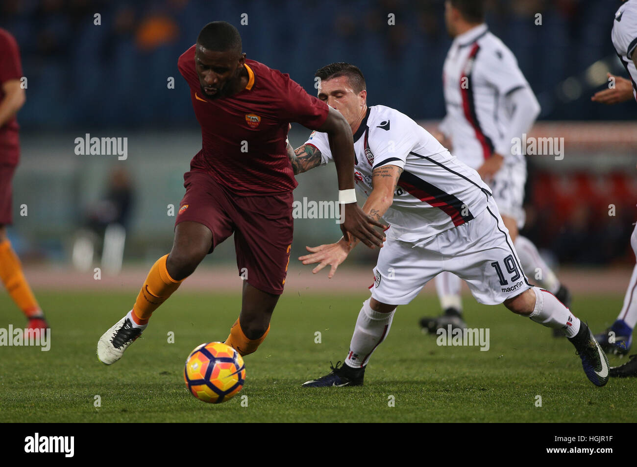 Rome, Italy. Roma versus Cagliari during the 2017 football series. Rudiger and Murru in action during the match. Credit: marco iacobucci/Alamy Live News Stock Photo