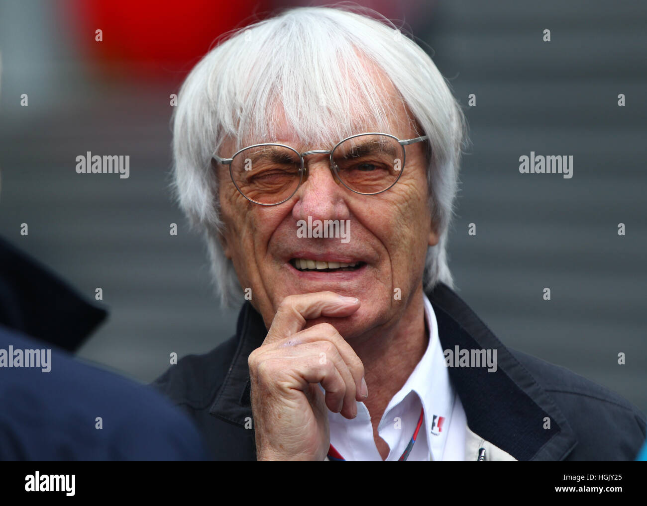 Formula One chief executive Bernie Ecclestone seen at the paddock prior to the third practice session at the F1 race track of Nuerburgring, Nuerburg, Germany, 23 July 2011. The Formula One Grand Prix of Germany will take place on 24 July. Photo: Jens Büttner dpa/lrs | usage worldwide Stock Photo