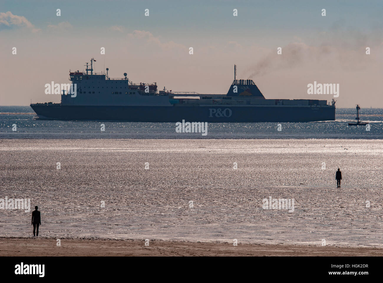 THe Iron Men statues at Crosby beach. Liverpool Merseyside by Antony