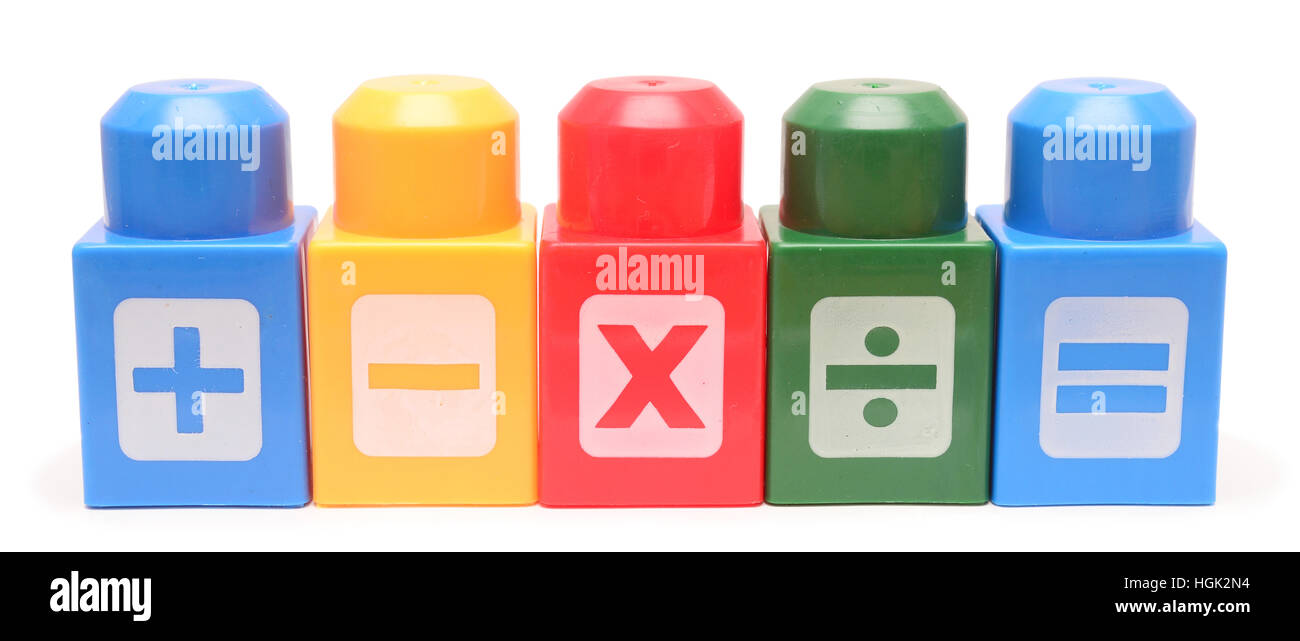 Colorful stacked toy plastic building blocks isolated on white ...