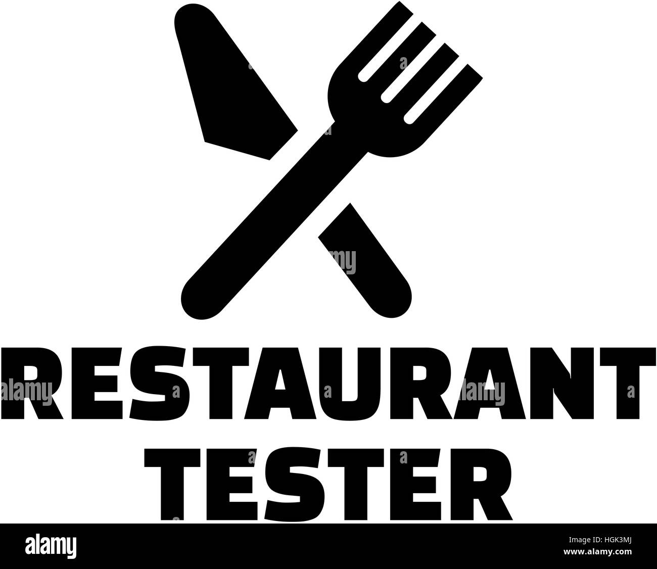 Restaurant Tester with crossed cutlery Stock Photo