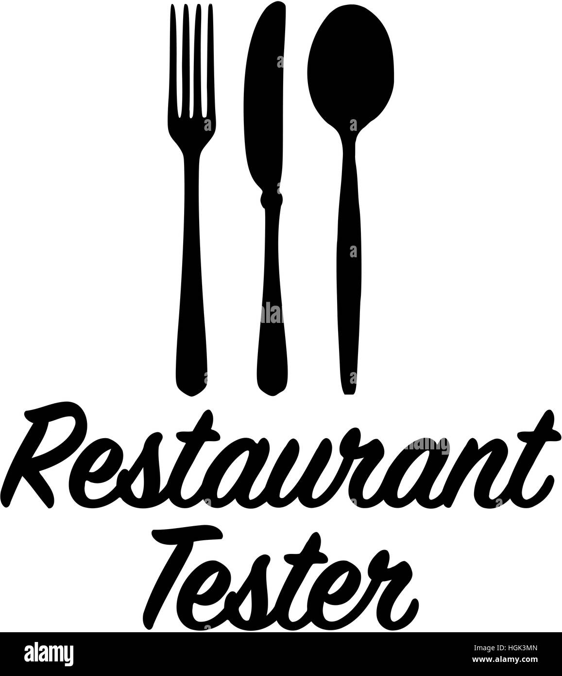 Restaurant Tester with fork knife and spoon Stock Photo Alamy
