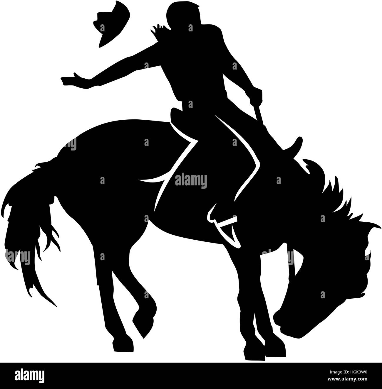 Rodeo riding silhouette Stock Photo