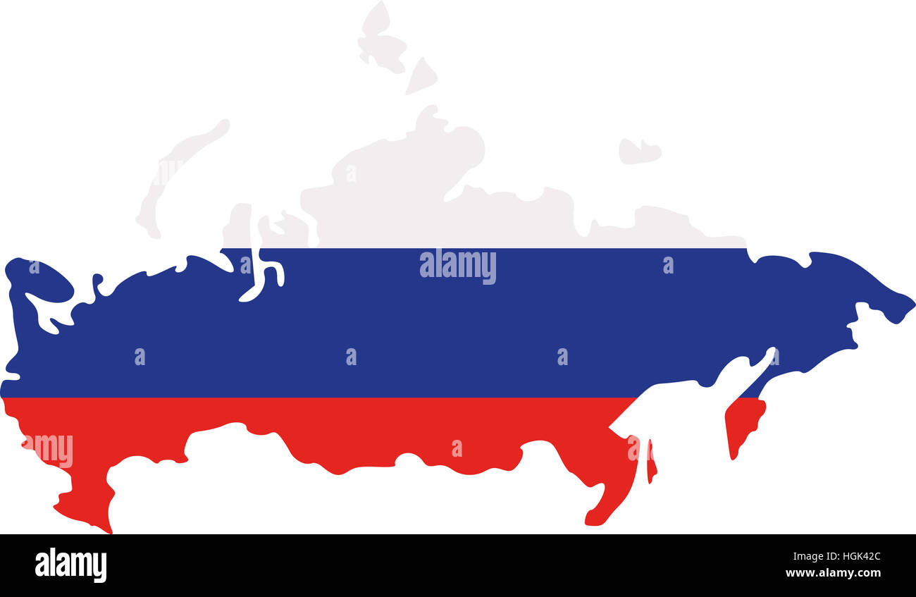 Russia map with flag Stock Photo