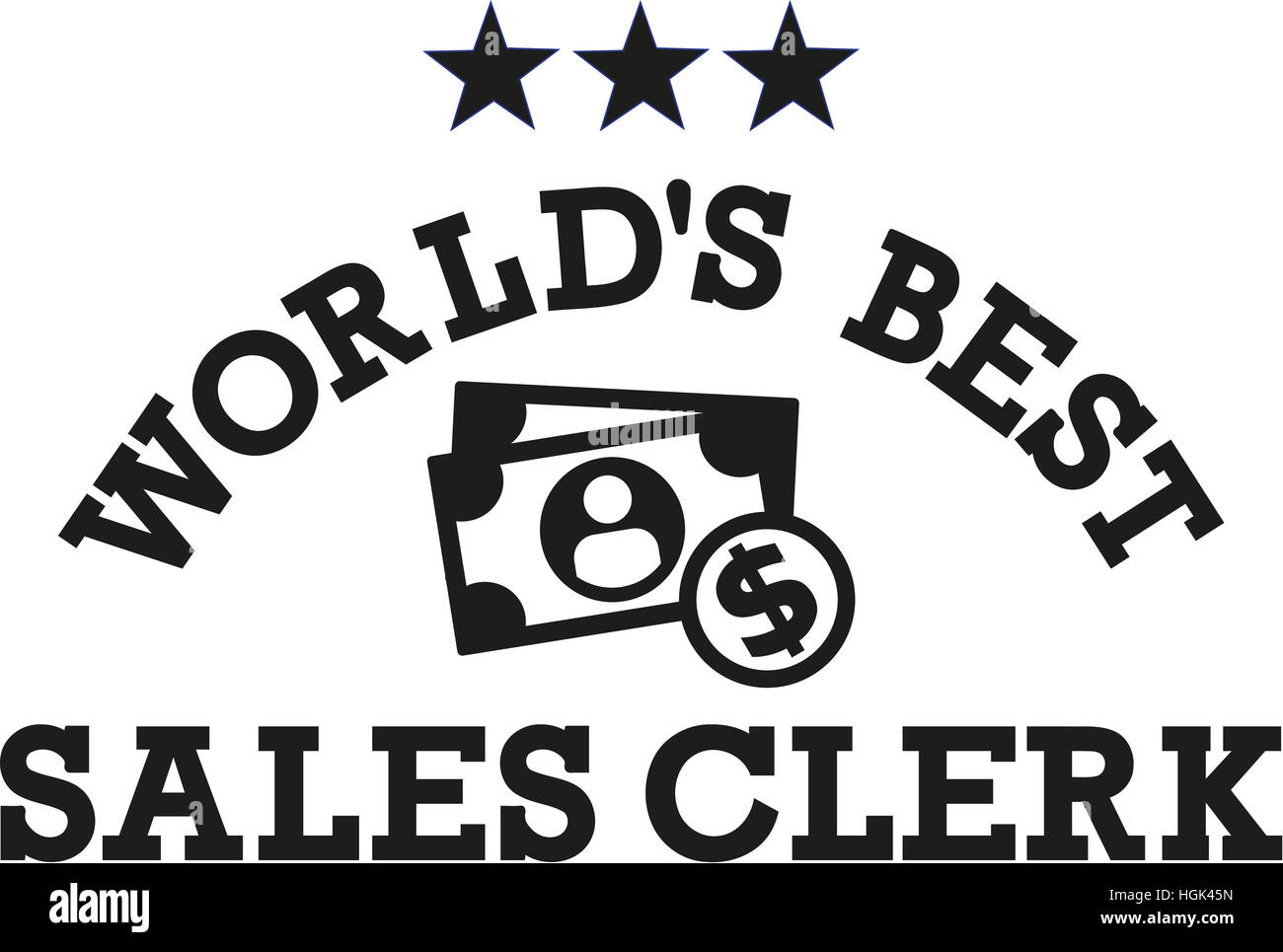 World's best Sale clerk wtih dollar signs Stock Photo