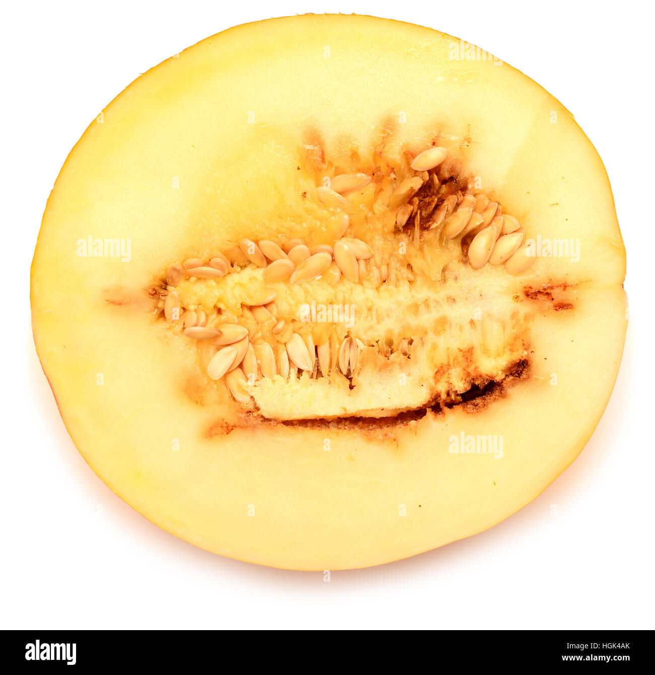 Yellow rotten melon slices on white background Stock Photo Alamy