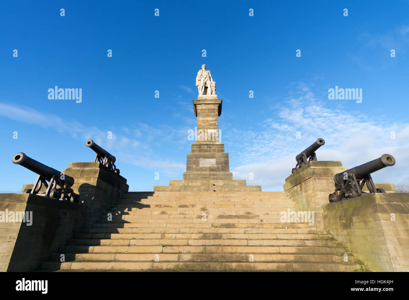 The Admiral Lord Collingwood memorial statue at Tynemouth, North Tyneside, England, UK Stock Photo