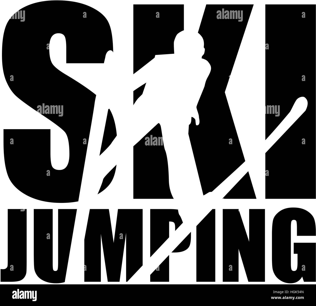 Ski jumping word with silhouette cutout Stock Photo Alamy