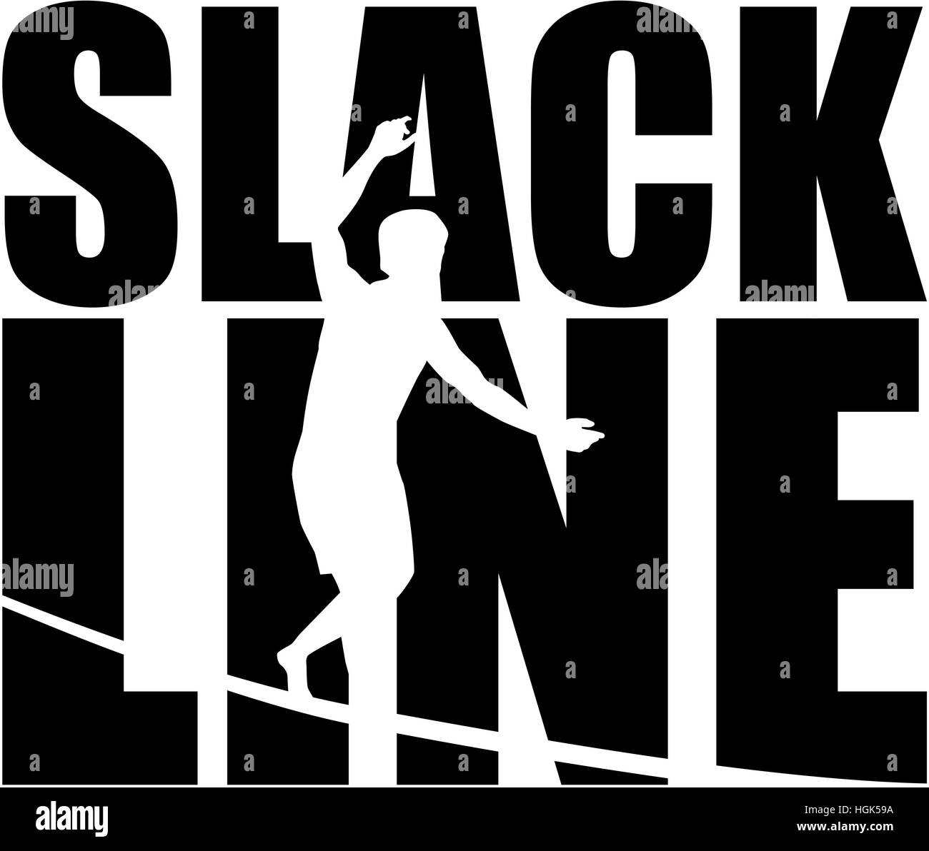 Slackline word with cutout Stock Photo