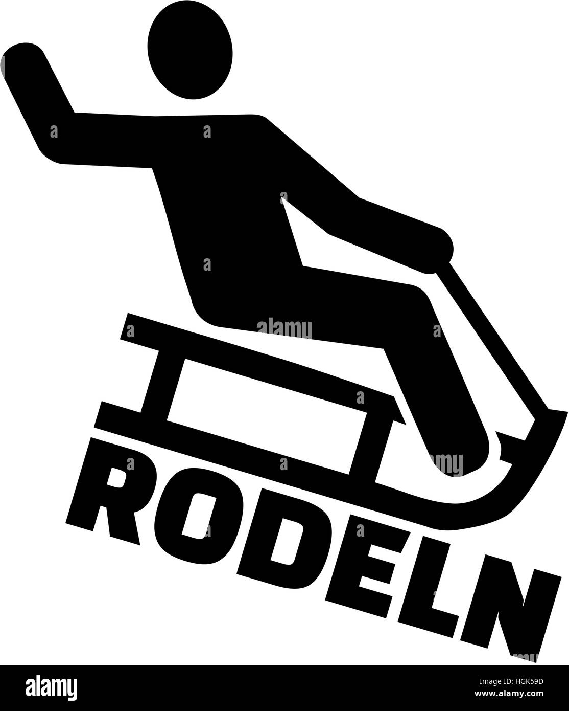 Sledding pictogram with german word Stock Photo Alamy