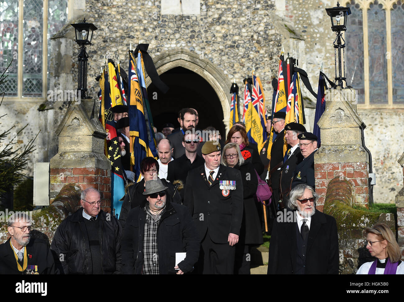People leave St Margarets Church in Ormesby St Margaret, Gt Yarmouth