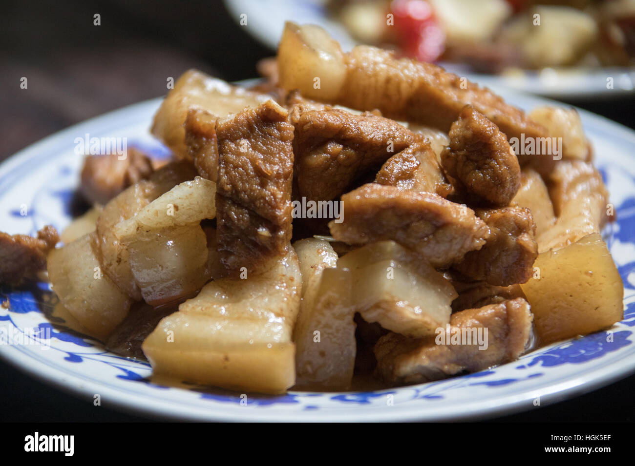 Local pork dish, Xidi, China Stock Photo