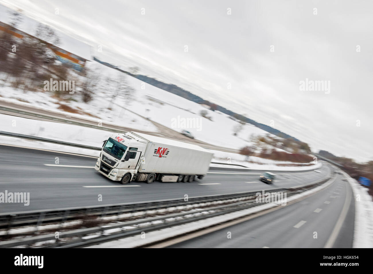 Truck on German Autobahn, Bavaria Stock Photo - Alamy