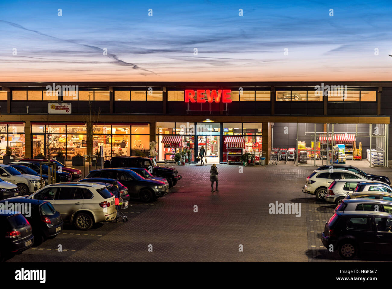 REWE Supermarket - South Germany Stock Photo