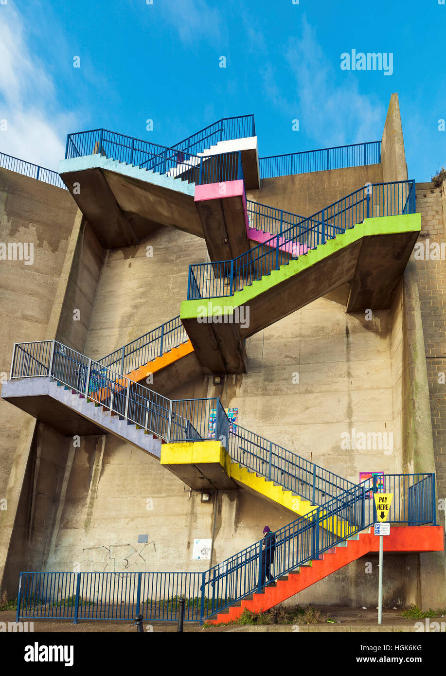 Colourful stairs East Cliff  Ramsgate. Stock Photo