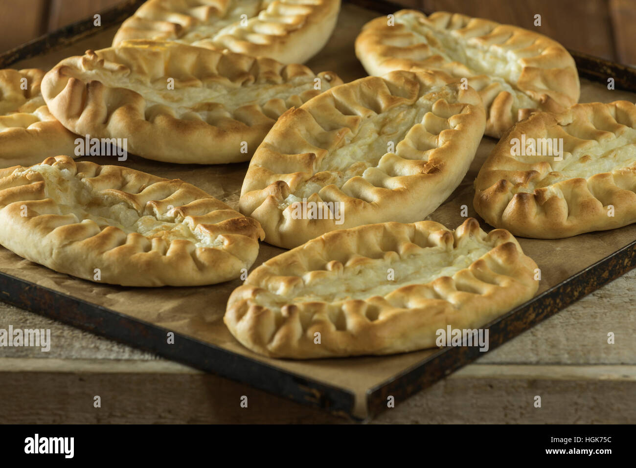 Karelian pies. Traditional pasties from Finland Stock Photo
