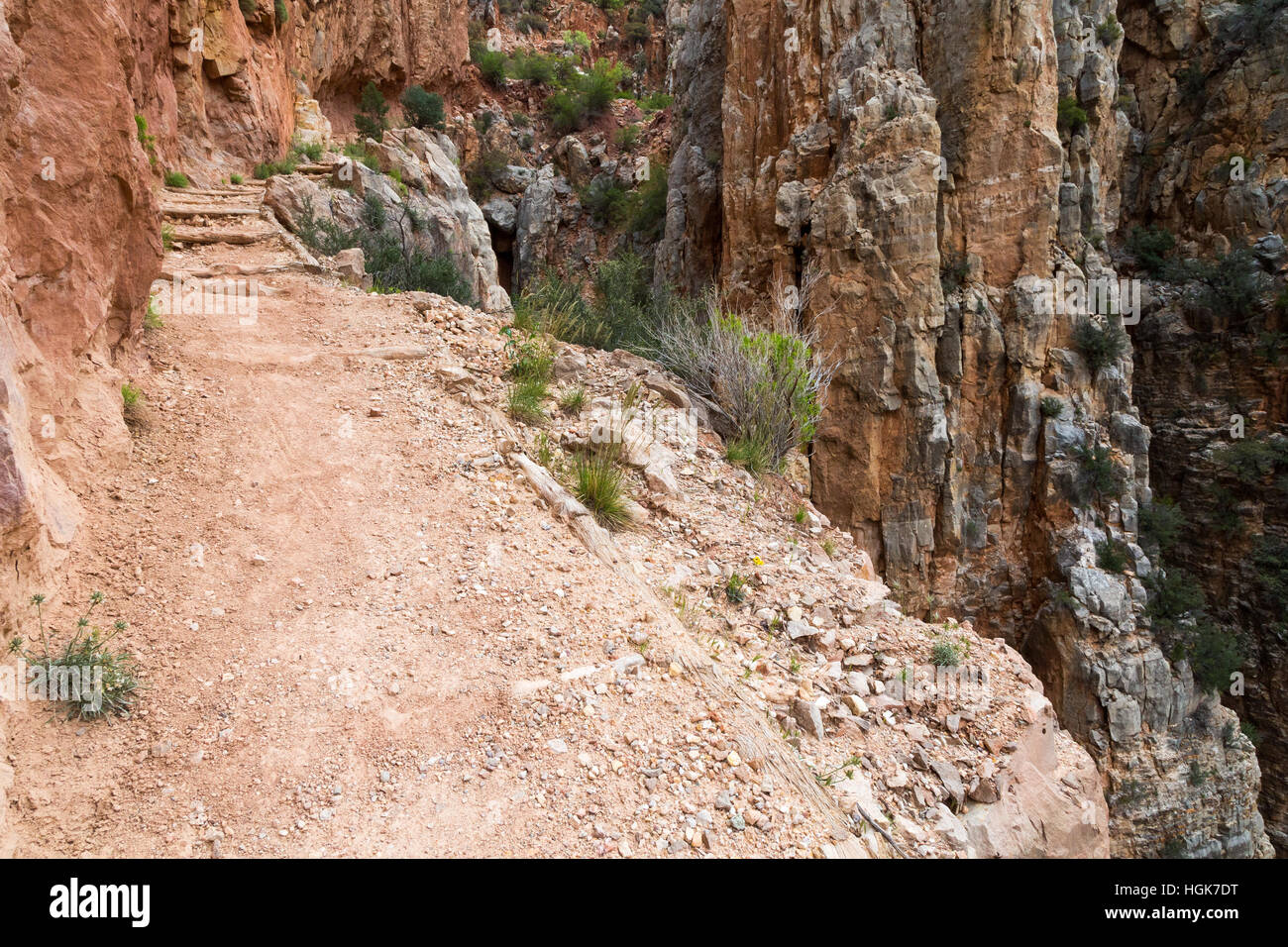 The North Kaibab Trail ascending a steep and rocky section of the ...