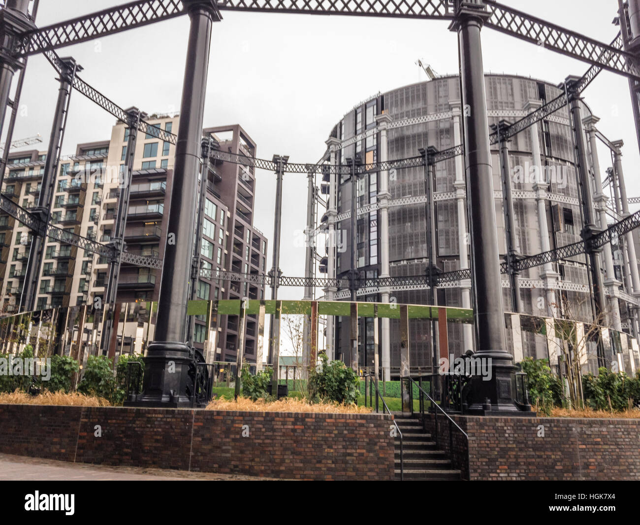 Gasholder Apartments, King's Cross Redevelopment, London Stock Photo