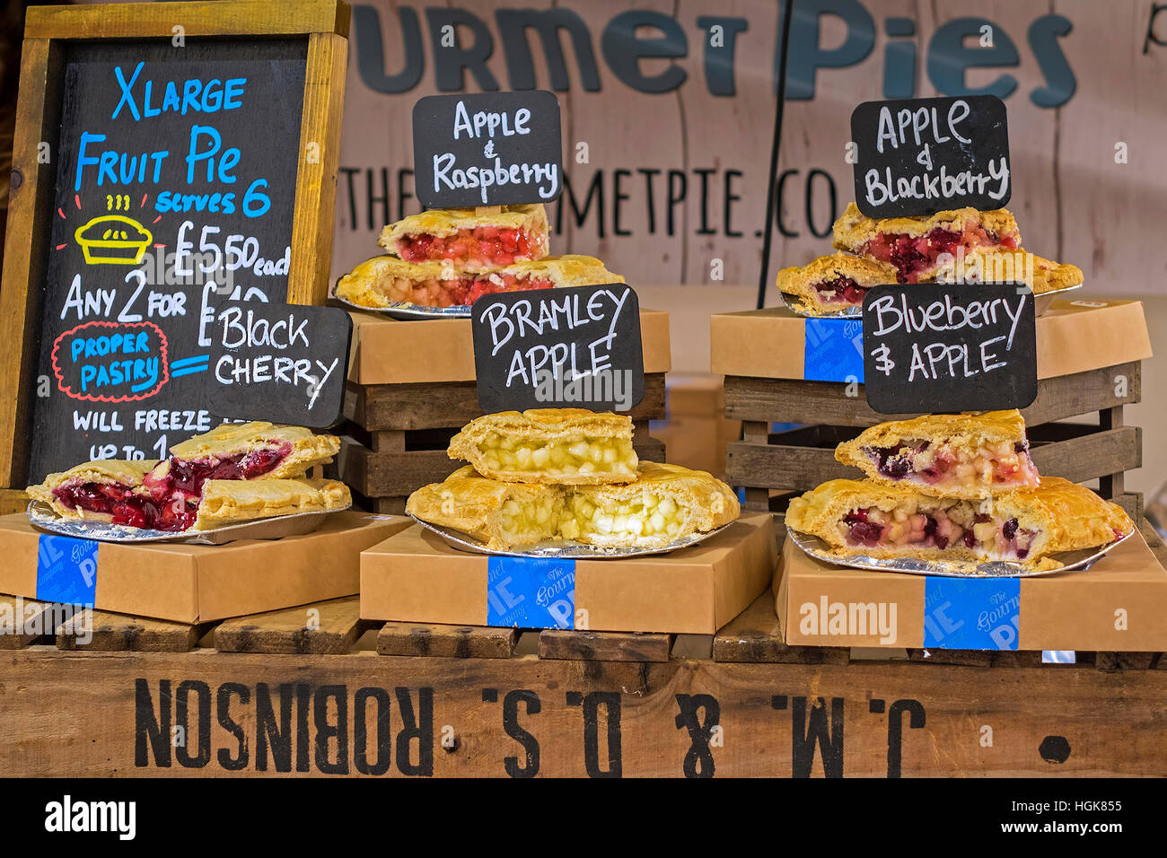 Fruit Pies For Sale Berkshire UK Stock Photo