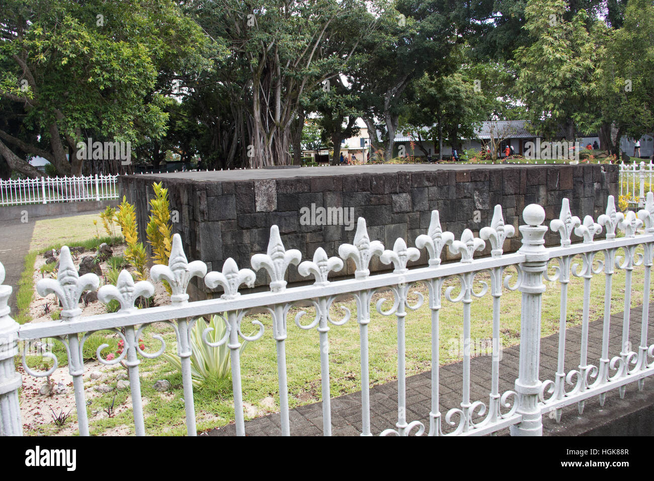 Samadhi, Funerary monument of  Sir Seewoosagur Ramgoolam, SSR Botanic Garden, Pamplemousses, Mauritius Stock Photo