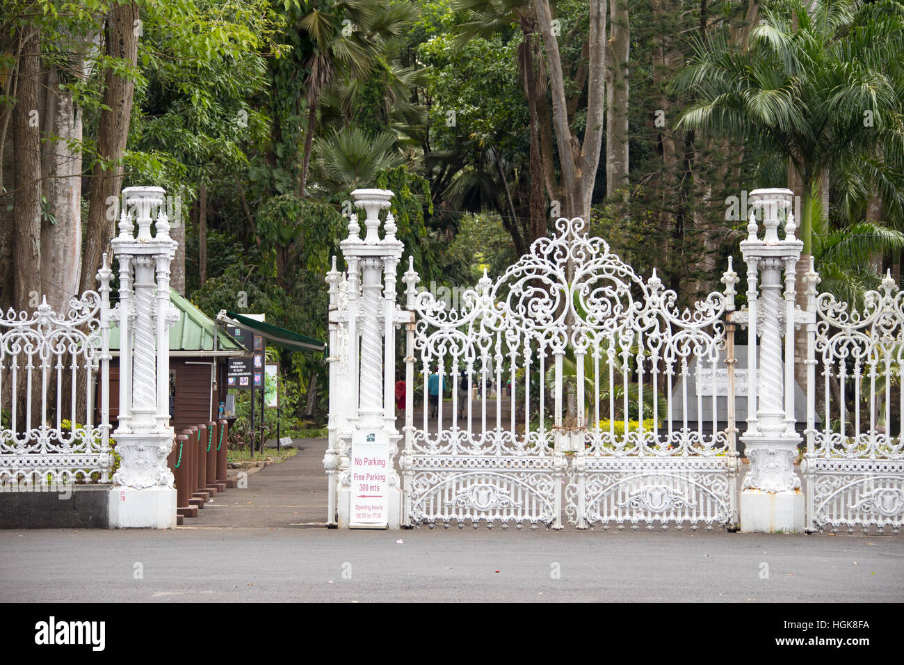 Historic front gate, Sir Seewoosagur Ramgoolam Botanic Garden, Pamplemousses, Mauritius Stock Photo