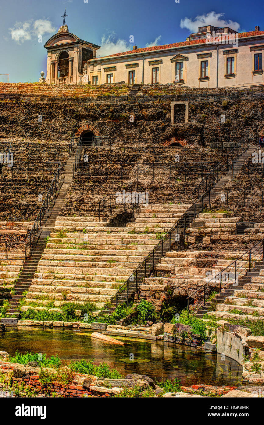 Ancient Roman theater in Catania Stock Photo Alamy