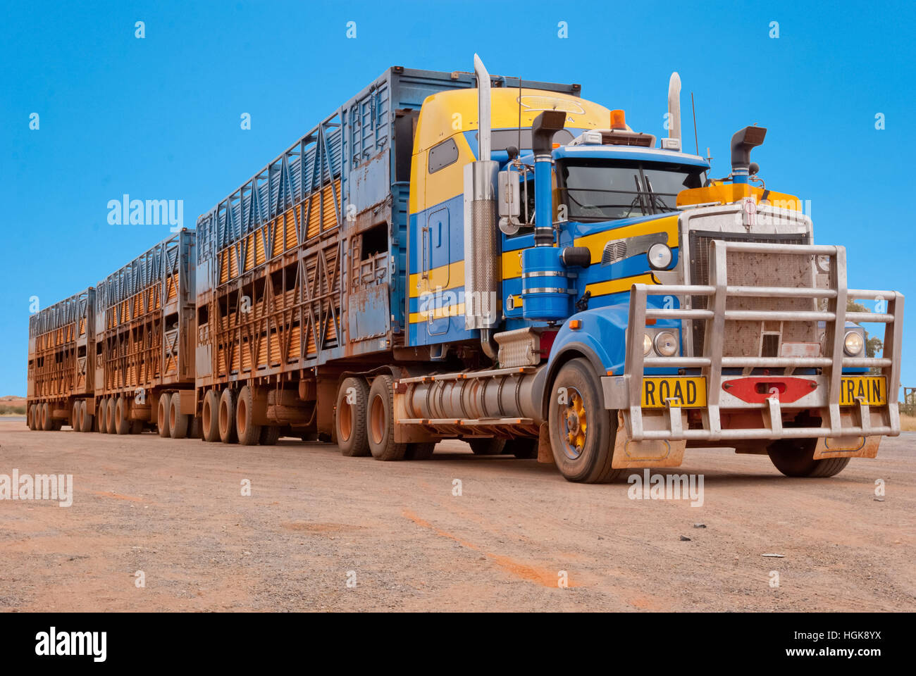 Road train in the Australian outback Stock Photo Alamy