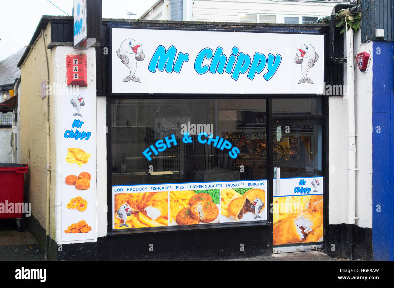 A  Fish & Chip shop in an English town. Stock Photo
