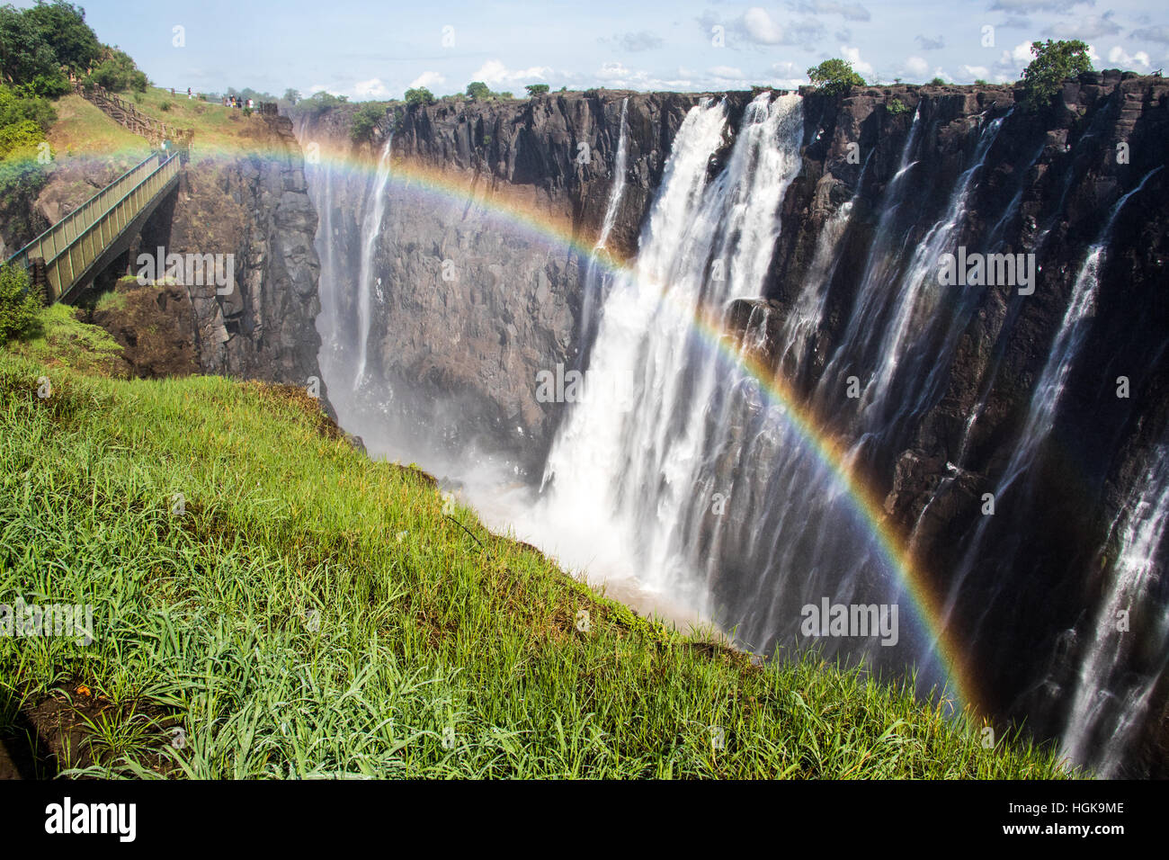 Rainbow bridge and Victoria  Falls, Zambia Stock Photo
