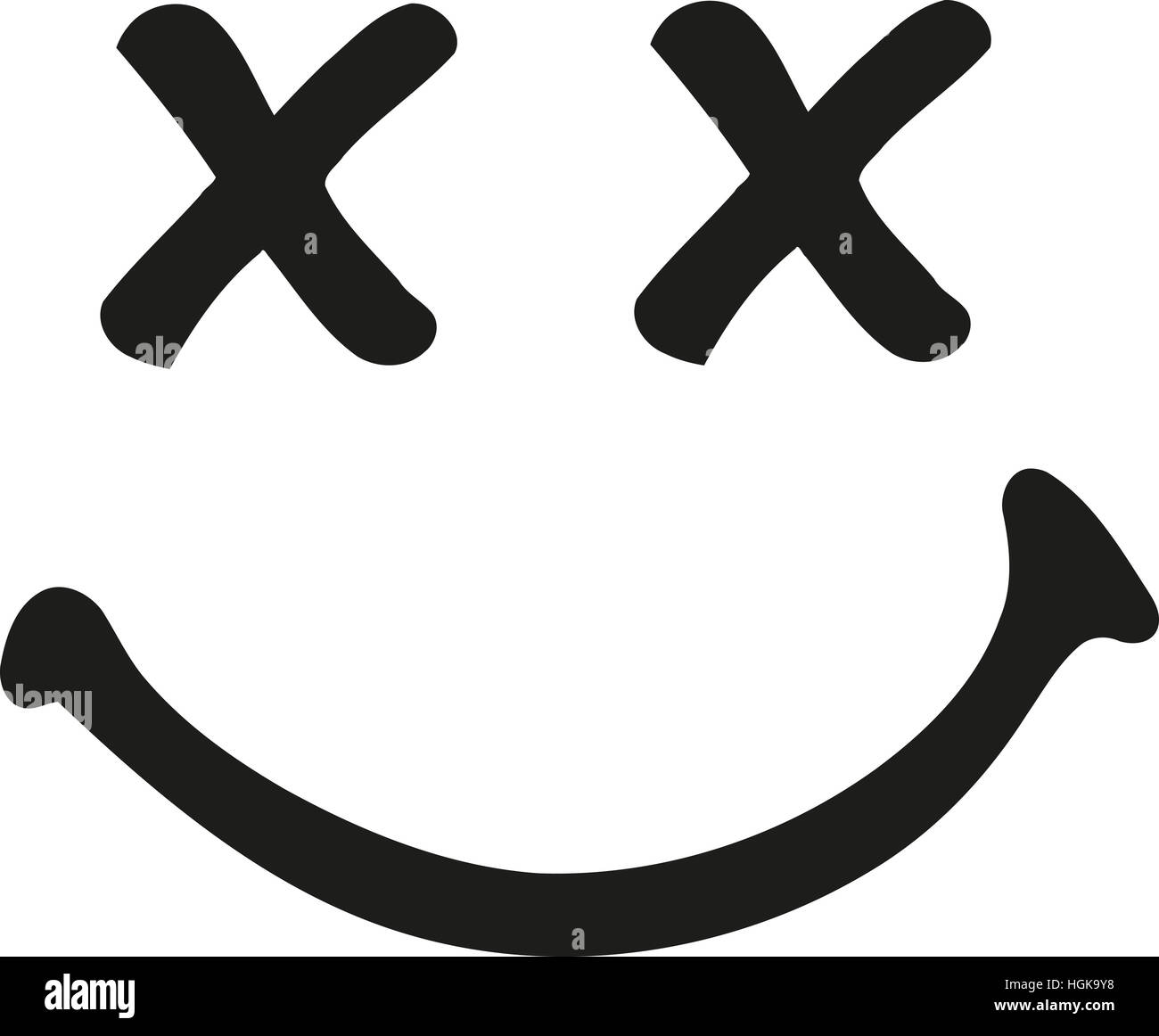 Laughing smiley with crossed eyes Stock Photo