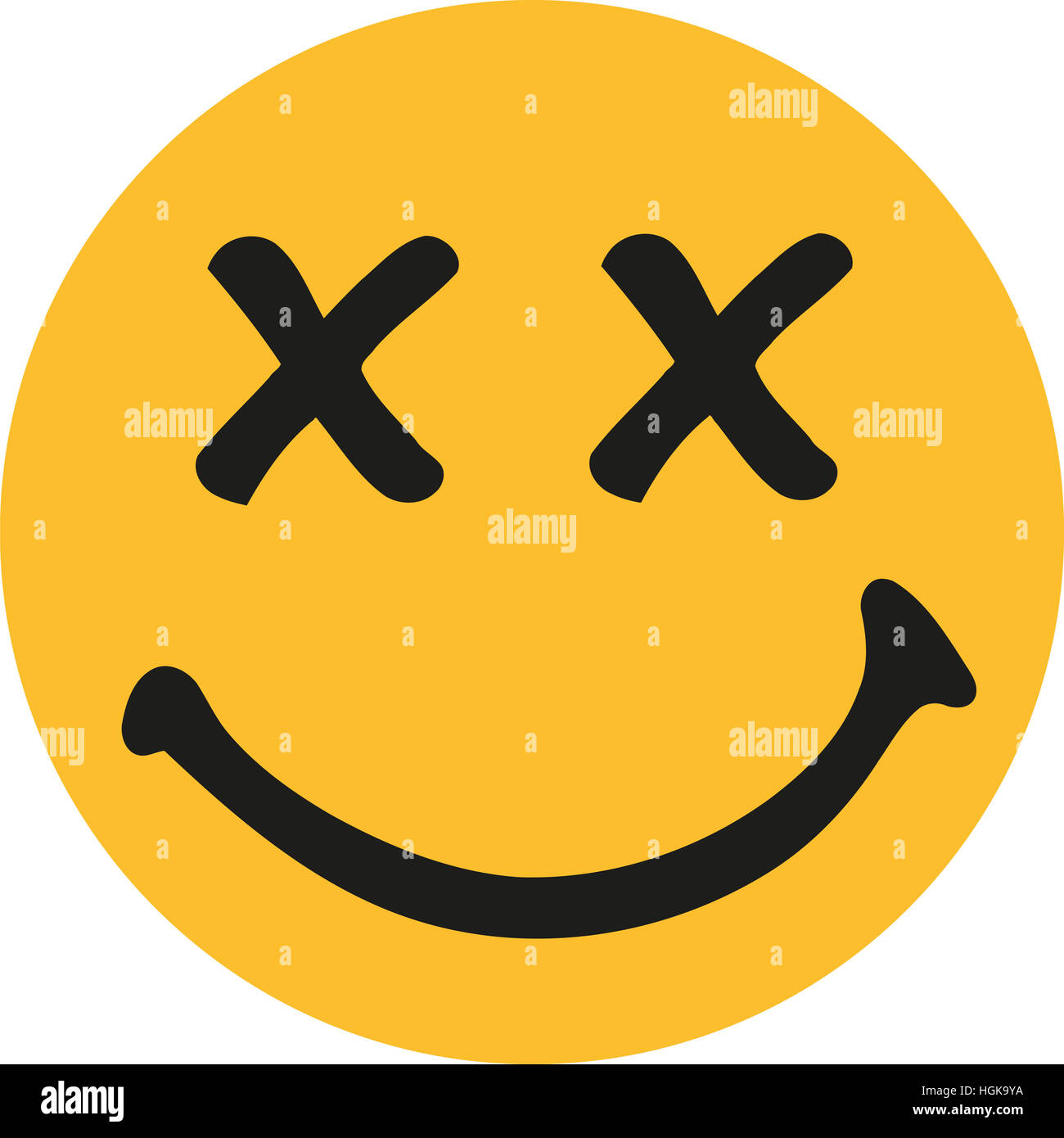 Yellow smiley with x-rated eyes Stock Photo