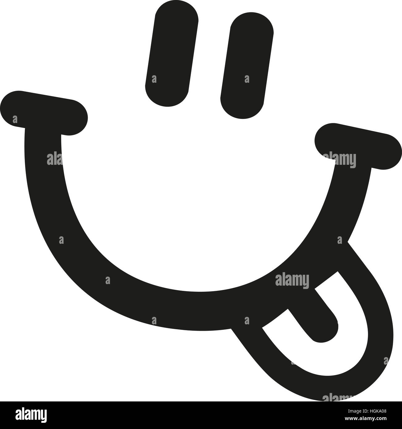 Smiley face with laughing mouth and tongue Stock Photo